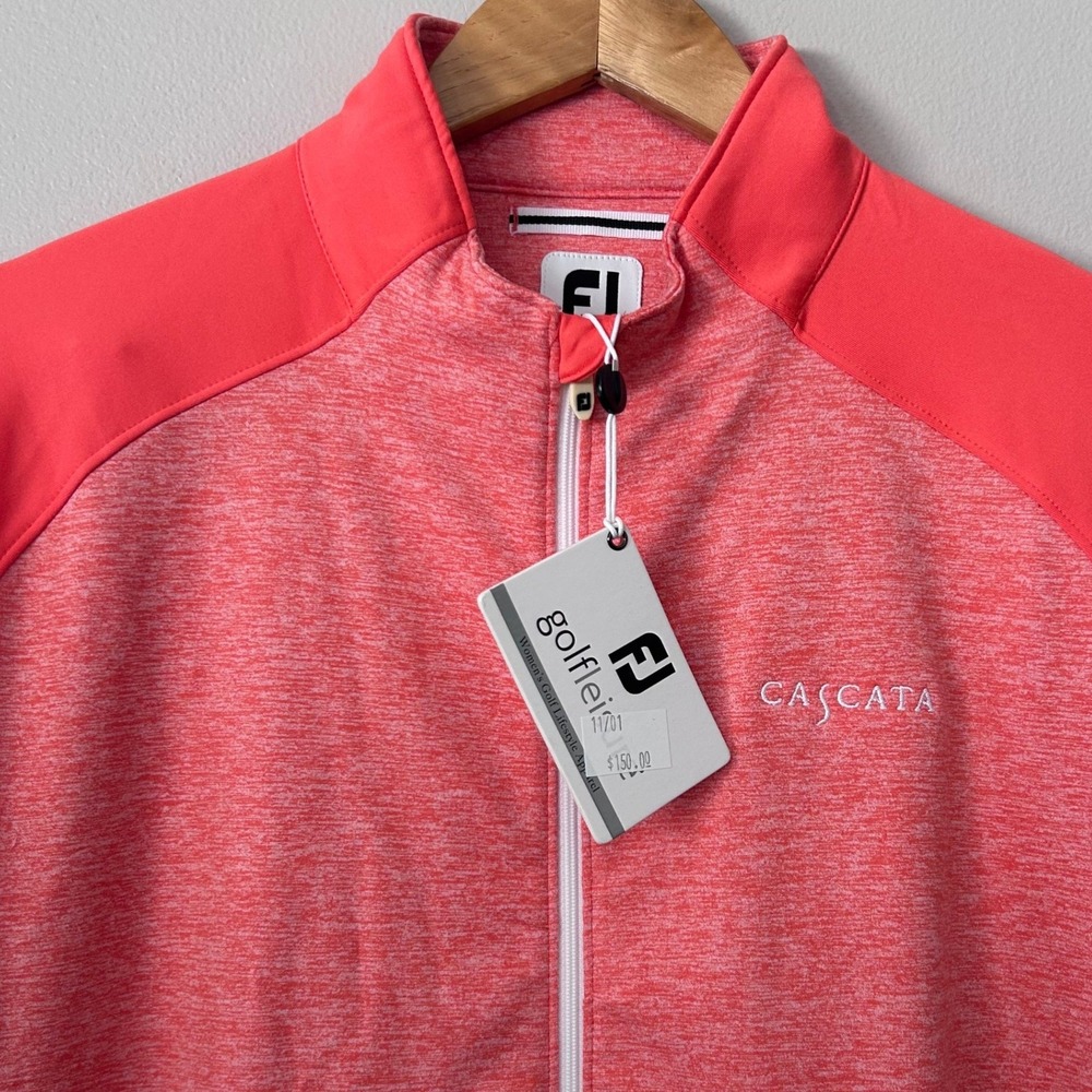 FootJoy Jacket Women Large Papaya Midlayer Full Zip Cascata Golf Club NWT